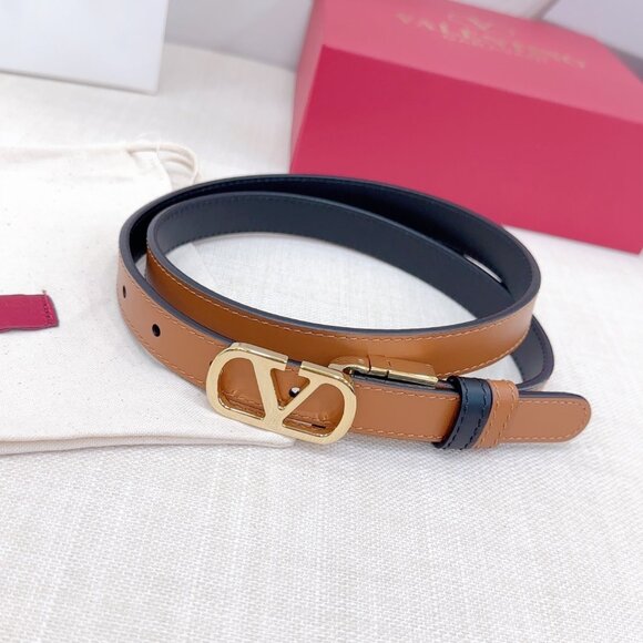 Valentino Garavani Accessories - Classic Valentino VLogo Signature Belt Brown Black